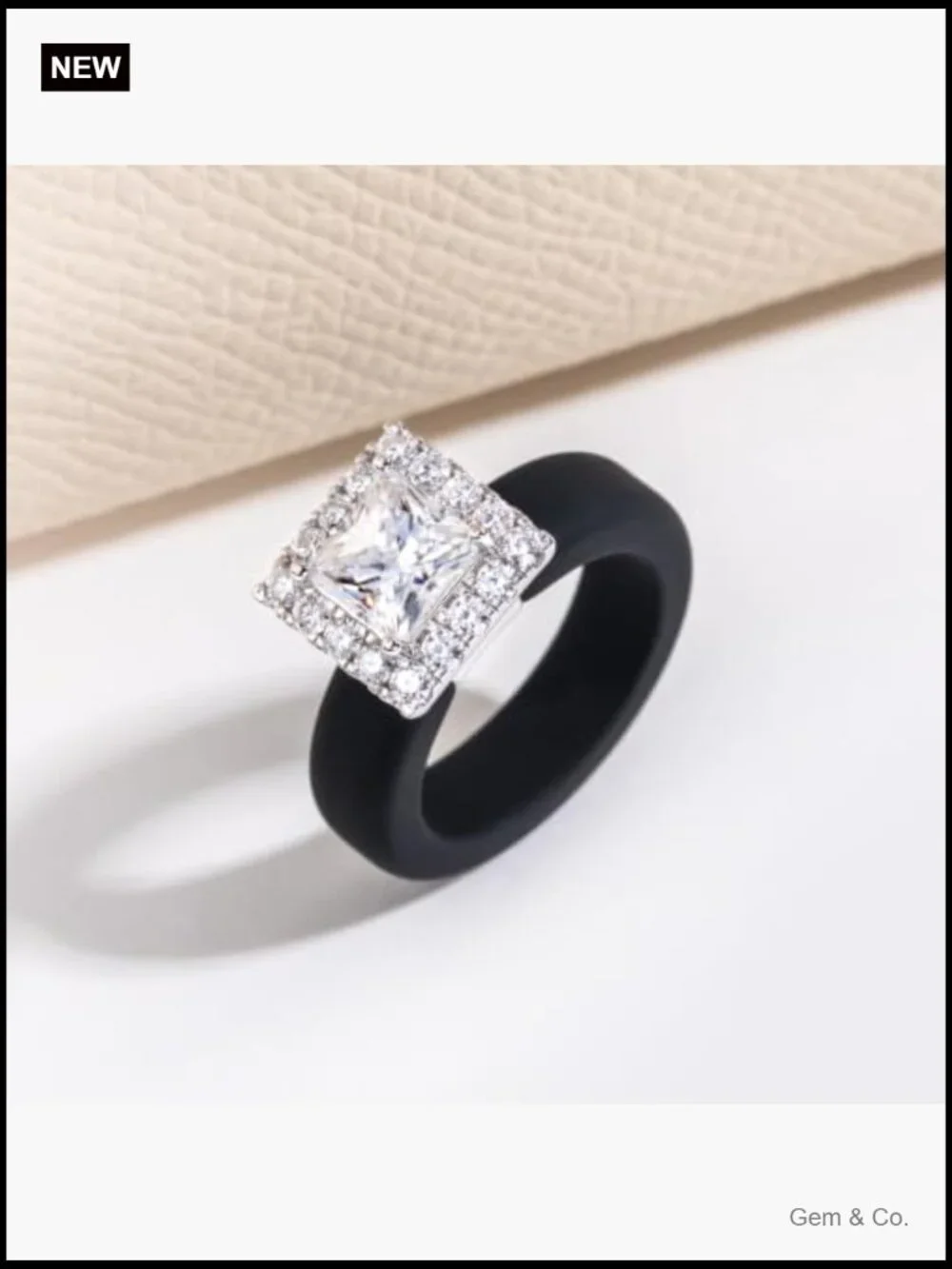 Moissanite Solitaire Ring 925 Sterling Silver Silicone Band